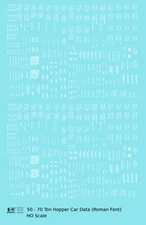 K4 HO Scale Decals White 50 To 70 Ton Hopper Car Dimensional Data Railroad Roman