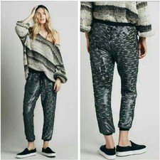 Free People Scintillating Sequin Jogger Pants Gunmetal Gray Medium OB422891