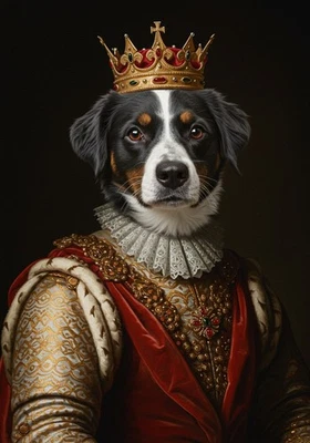 Custom Dog King Royalty Wall Art Print On Canvas Pet Portrait From Photo