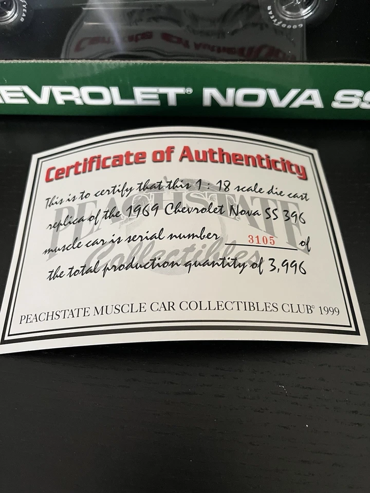 1969 Chevrolet Nova SS 396 Peachstate Collectibles #3105 of 3996 - Image 2 of 4