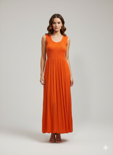 Womens Ladies Handmade Boho Maxi Elasticated Sleeveless Dress Free Size Up To 22