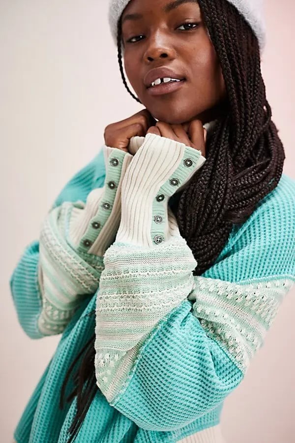 NEW SOLD OUT Free People We The Free Get Cozy Swit Mint Sweater NWT L image 2