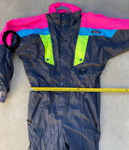 Vintage Neon Colorblock 80s 1980s Snowsuit Nylon Windbreaker Ski Slalom Size L - Picture 17 of 24