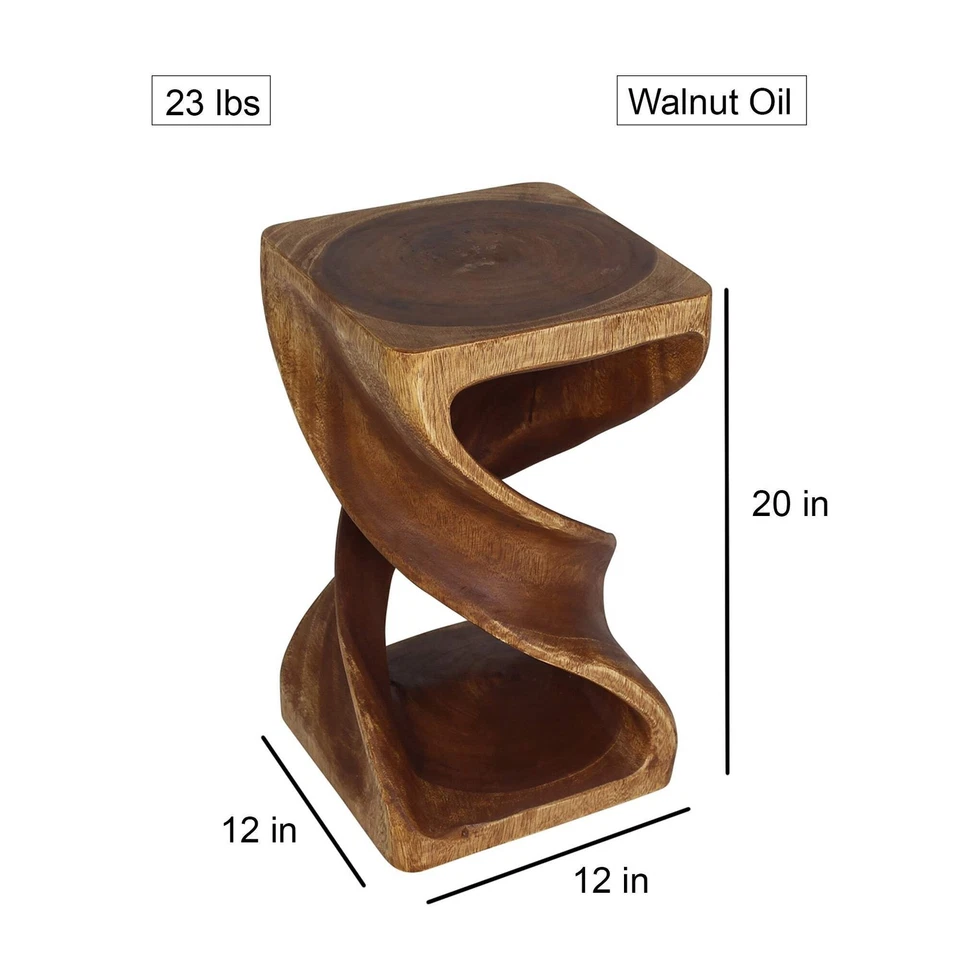 Haussmann Wood Double Twist End Table 12x12x20 in Height Walnut Oil - Image 2 of 4