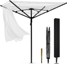 Umbrella Clothesline Outdoor Adjustable Height Drying Rack 4 Arms 12 Lines 165FT