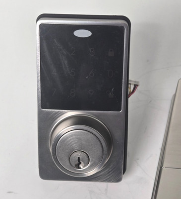 Electronic Keypad Deadbolt Door Lock - Amazon Basics - Satin Nickel