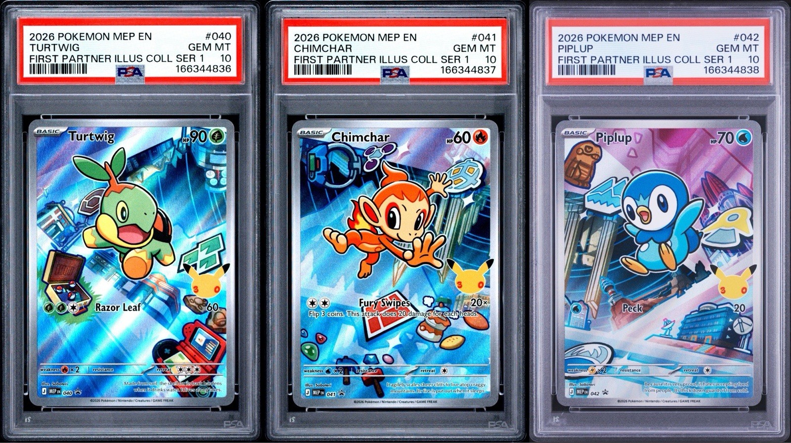PSA 10 SEQUENTIAL SET Pokemon First Partners Series 1 Collection Sinnoh
