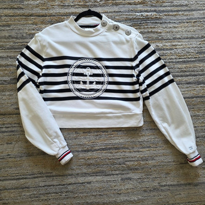 Tommy Hilfiger Icons XS Sweatshirt White Blue Navy Long Sleeve Striped Anchor