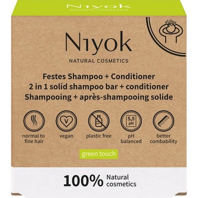 Niyok 2 in 1 festes Shampoo & Conditioner Green Touch   80 g