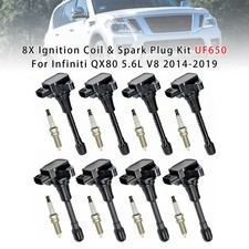 8X Ignition Coil & Spark Plug Kit UF650 Für Infiniti QX80 5.6L V8 2014-2019