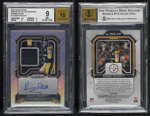 2022 Panini Prizm Rookie Silver /99 Kenny Pickett BGS 9 MINT RPA Patch Auto RC