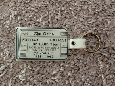 Vintage 1983 The News Frederick MD 100th Anniversary Centennial Keychain 
