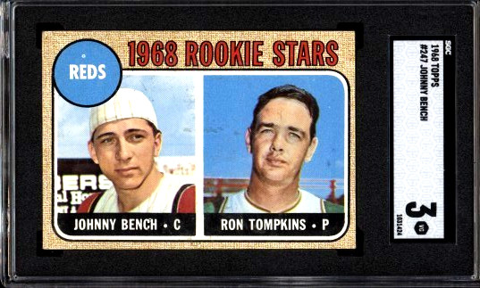 1968 Topps Reds Rookie Stars Johnny Bench, Ron Tompkins #247 SGC 3 VG
