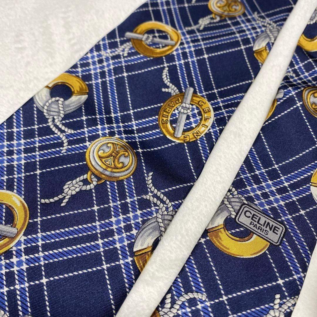 Celine Macadam Cuff Pattern Blue Check Nearly Unu… - image 5