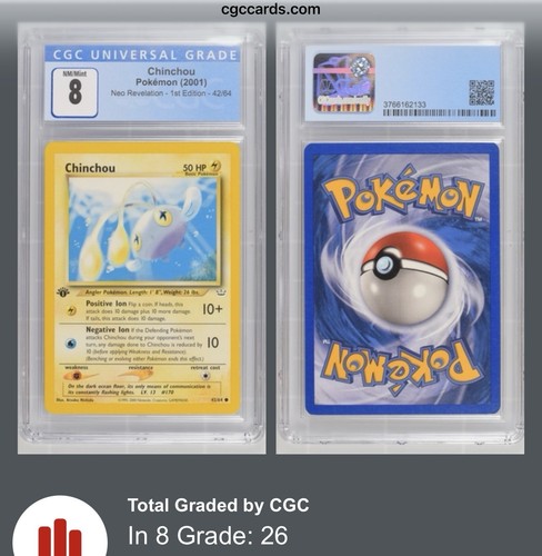 Chinchou (1st Edition) graded CGC 8 for sale on eBay