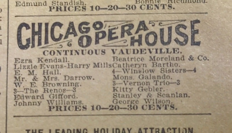 JAN 6, 1899  NEWSPAPER PAGE #2926- ED RENO MAGICIAN, CONTINUOUS VAUDVILLE 