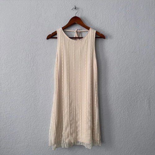 unbranded cream lace patterned low back mini summer dress size x-large