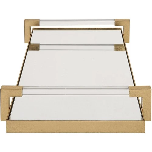 Uttermost 18083 Deki Antiqued Gold Leaf and Clear Acrylic Mirrored Tray - Picture 5 of 6