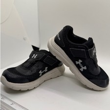 Under Armour Toddler Shoes Black White Hook and Loop Athletic Size 7K Run Walk