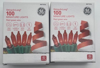 2X GE String-A-Long 100-Count 20.6-ft RED Incandescent Valentines String Lights