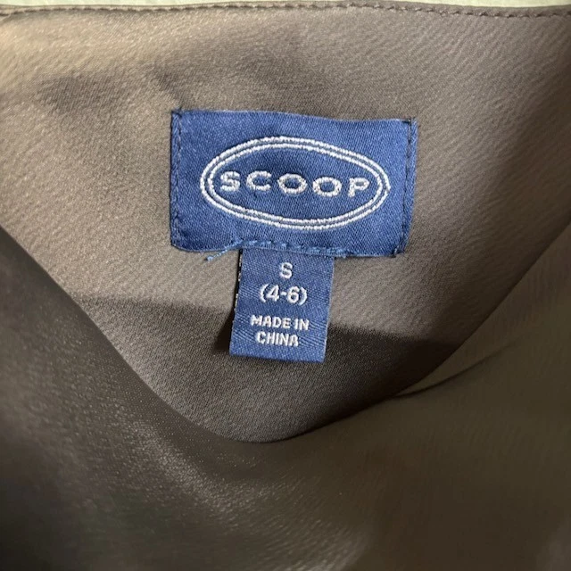 SCOOP Womens Y2K Midi Dress Size S Brown Satin Cowl Neck Asymmetric Going Out - Image 4 of 4