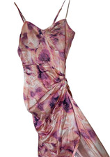 Pretty Little Thing Dress Tie Dye Satin Ruched Corset Midi fairy coquette empire