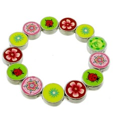 Jewelry Diva Ladybugs Stretch Pebble Bracelet Child Clay Flowers