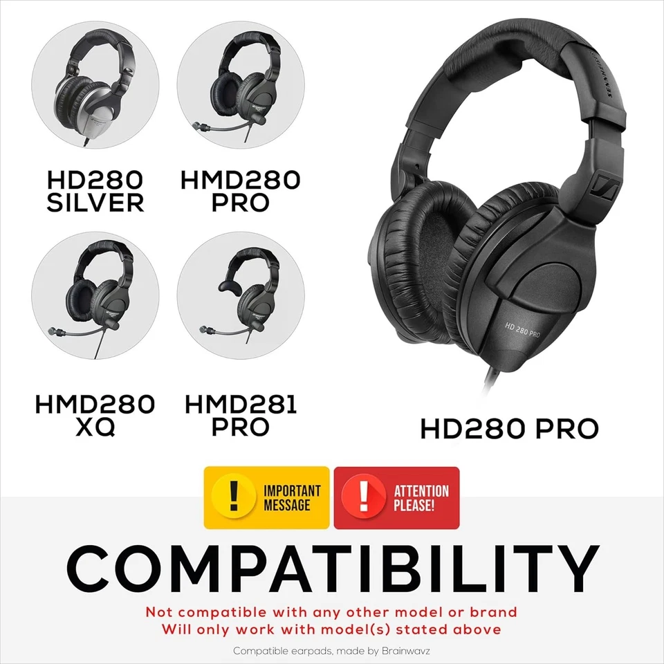 Replacement Ear Pads for Sennheiser HD280 PRO, Silver, HD281, HMD280 PRO, HMD281 - Image 3 of 4