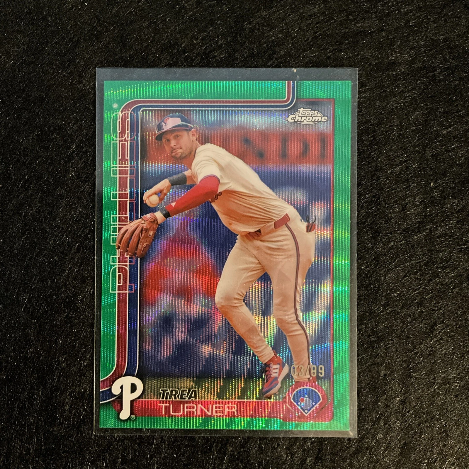2025 Topps Chrome Trea Turner Green Geometric /99 Philadelphia Phillies #208