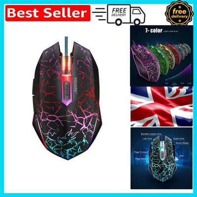 Kabelgebundene optische Gaming Maus - 7 Farben LED, einstellbare Empfindlichkeit, leise Klicks