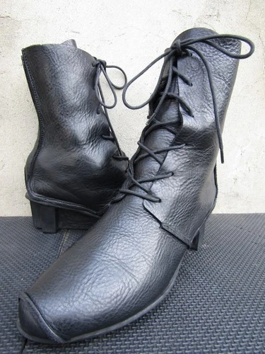 Trippen Black Lace Up Leather Ankle Boho Avant Boots Women's Sz - 38 || US 8
