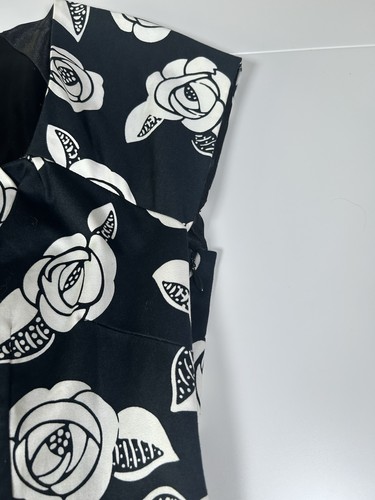 Vintage Laura Ashley Black & White Dress Roses Size 10 - Picture 5 of 20
