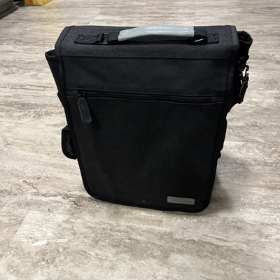 Bella Russo 14'' Canvas Messenger Bag Black Shoulder Organizer Pockets New