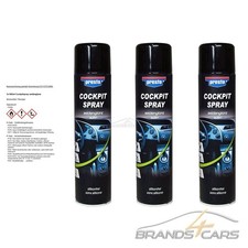 3x 600ml PRESTO COCKPITSPRAY SEIDENGLANZ INNENREINIGER KUNSTSTOFF ANTISTATISCH