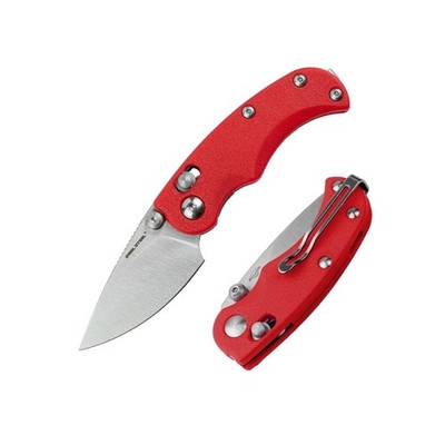 Real Steel Esca Folding Knife Red Handle 12C27 Plain Edge Satin Finish 7181SR