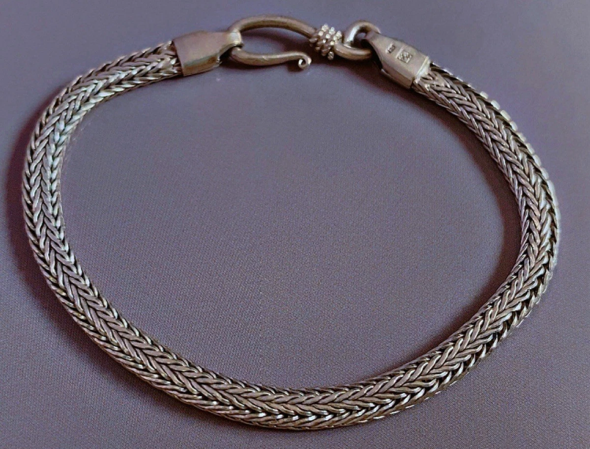 Bracelet maille Forçat ronde, 18.5 cm, Argent massif