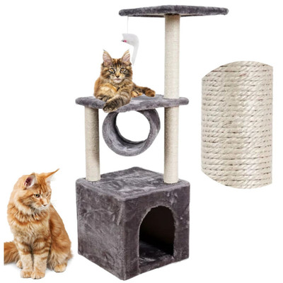 Kratzbaum für eine große Katze, Kratzhaus, Turm, Tunnel, Bett + Spielzeug PetJet