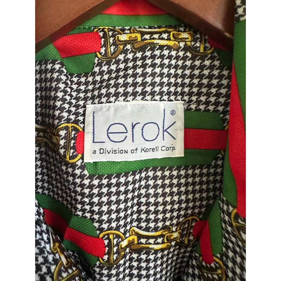 Vestido Estilo Mod Vintage 60 Diseño Hebilla Pata de Gallo Verde/Rojo Diseñador Talla 6-8 Foto 2 de 4