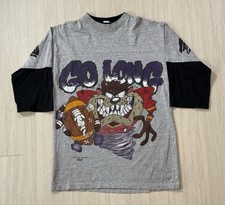 Vintage 90s FREEZE Looney Tunes TAZ  Go Long  Shirt Large Football NFL