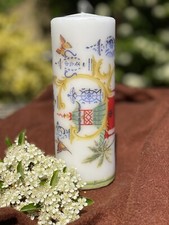 CHINESE PAGODA #1 GARDEN FOLLIES  Hand Decorated Pillar Candle 18x6.5cm FAULTY