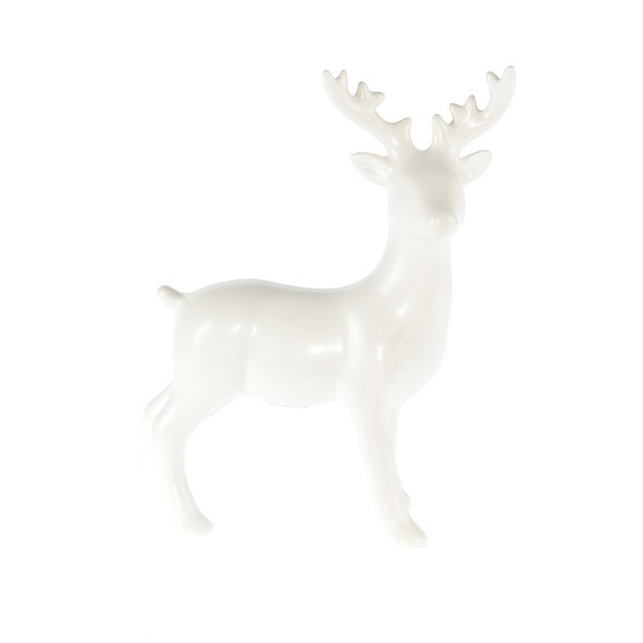 Deko-Hirsch Keramik Weiß Matt H 27Cm L 22Cm Rentier Winterdeko Weihnachten-image