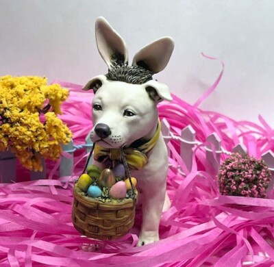 Neil Eyre Designs Easter Bunny Eggs Egg Basket Staffordshire Bull Terrier SBT