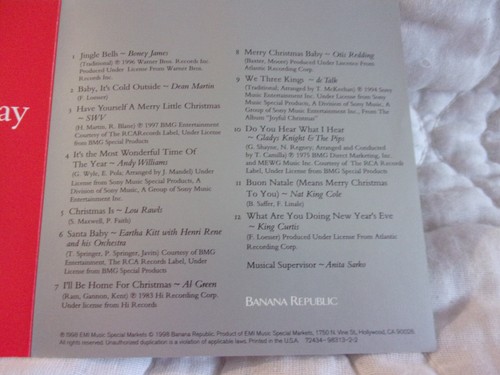 SIMPLY HOLIDAY BANANA REPUBLIC CHRISTMAS CD BONEY JAMES SWV AL GREEN DEAN MARTIN - Picture 9 of 9