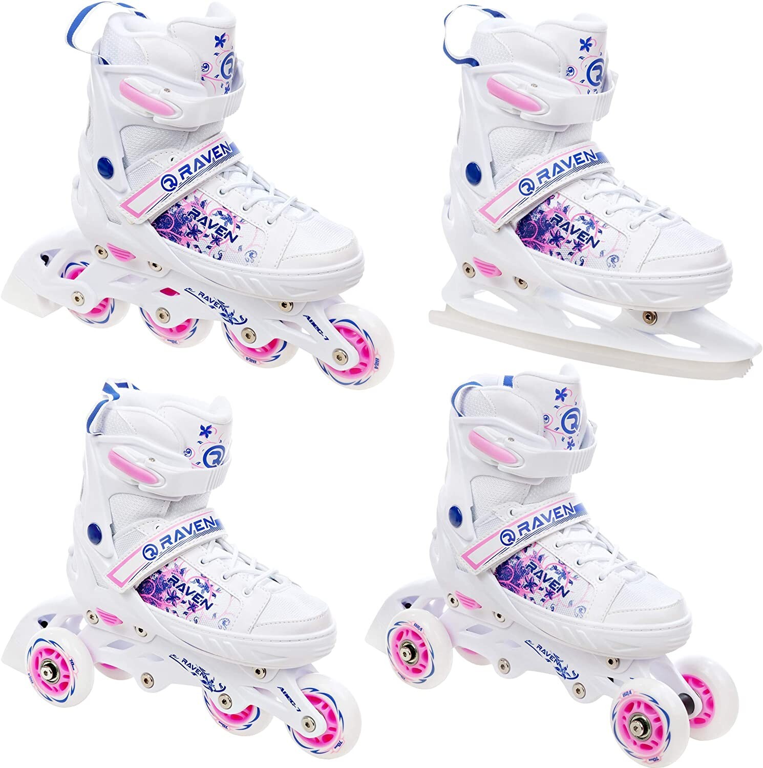 Roller triskate enfant mixte Raven pour les après-midi au parc et sorties sur glace Bleus