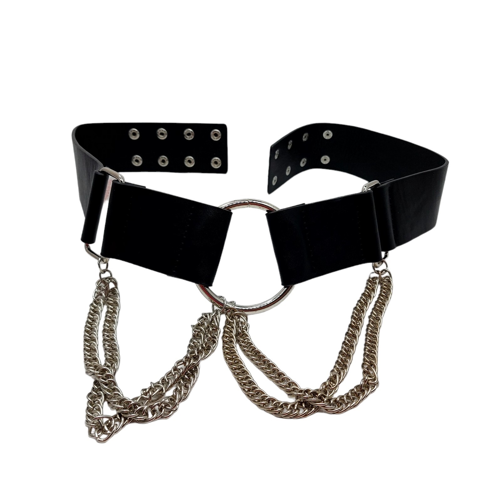 Missguided Black Choker Silver chains snap closure goth cosplay party