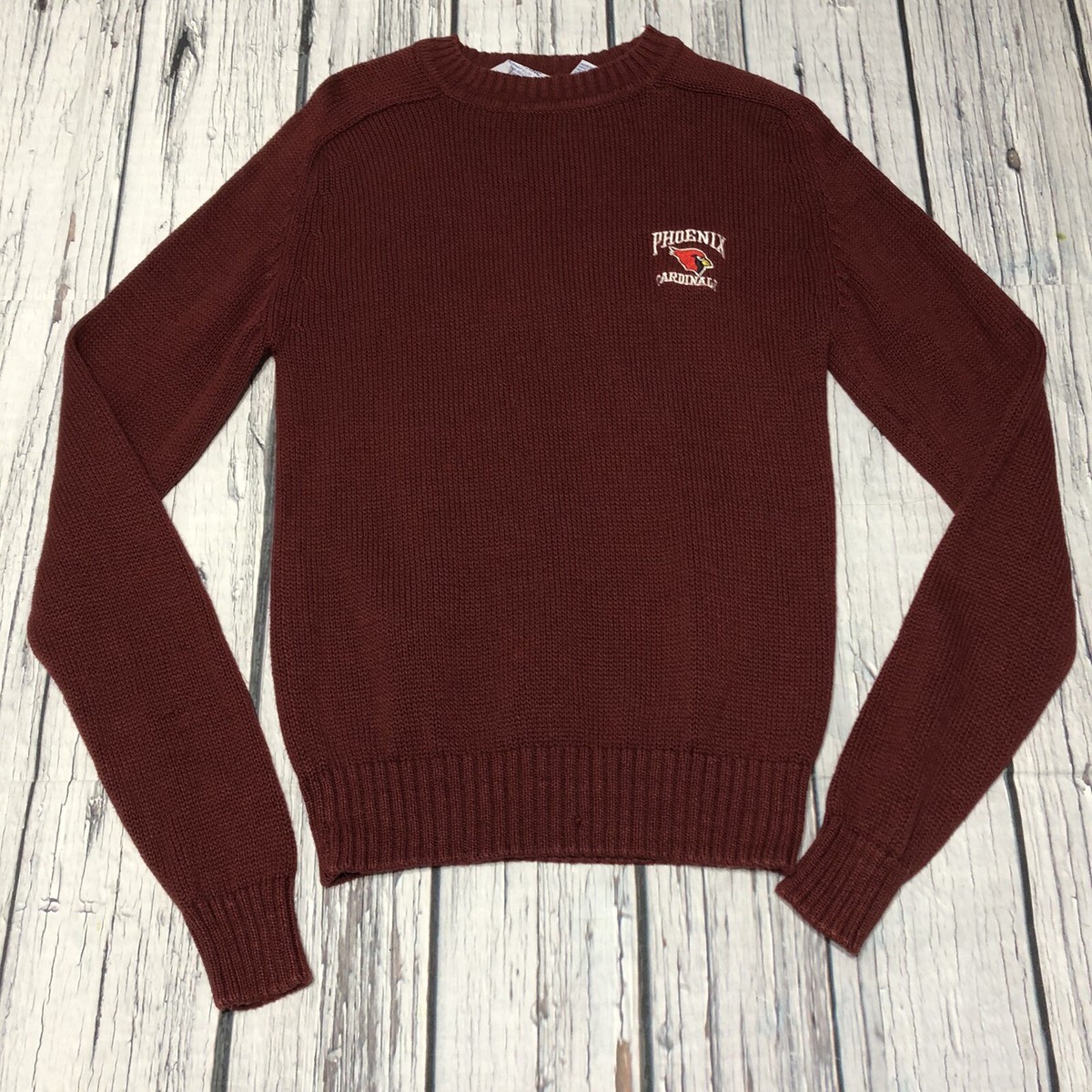 Vintage 90's Arizona Cardinals Knit Sweater Red Embroidered Mens