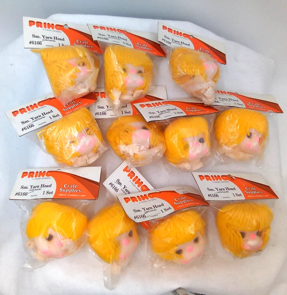 Primo Muñeca Cabeza Manos 6166 Hilo Dorado Pecas Pelo Rosa Nariz Sin Abrir Juego de 11 Foto 2 de 4