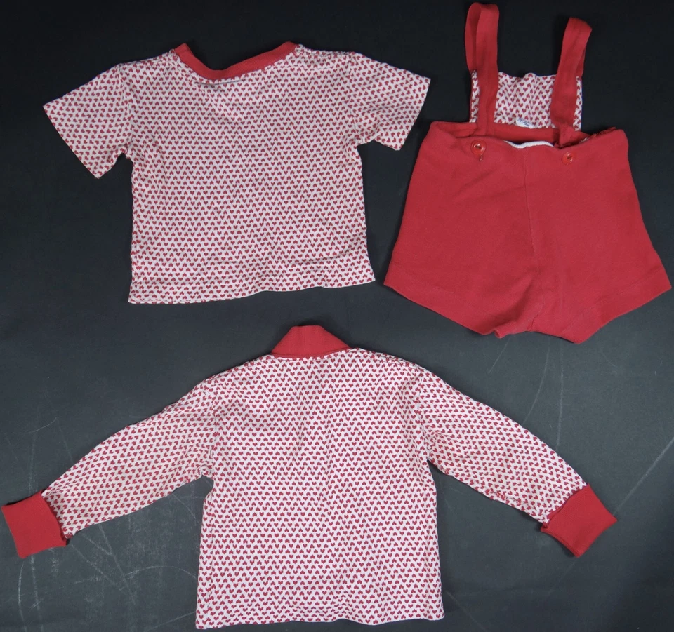 De Colección McKem Niño Pequeño Niño Conjunto 3 Piezas Babero Overall Shorts Camisa Chaqueta Años 50 12 a 24M Foto 2 de 4