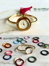 Auth GUCCI Change Bezel Watch / 1Select Bezel Quartz Gold Vintage Fast Free Ship