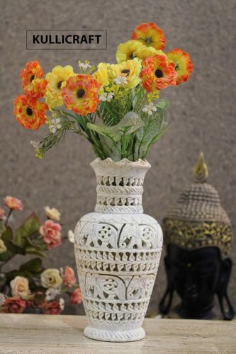 HANDMADE Elephant Carving Bacon Decorative Flower Vase Pot For Home-
